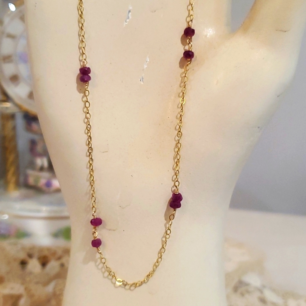 Gold Necklace 14k gf Ruby